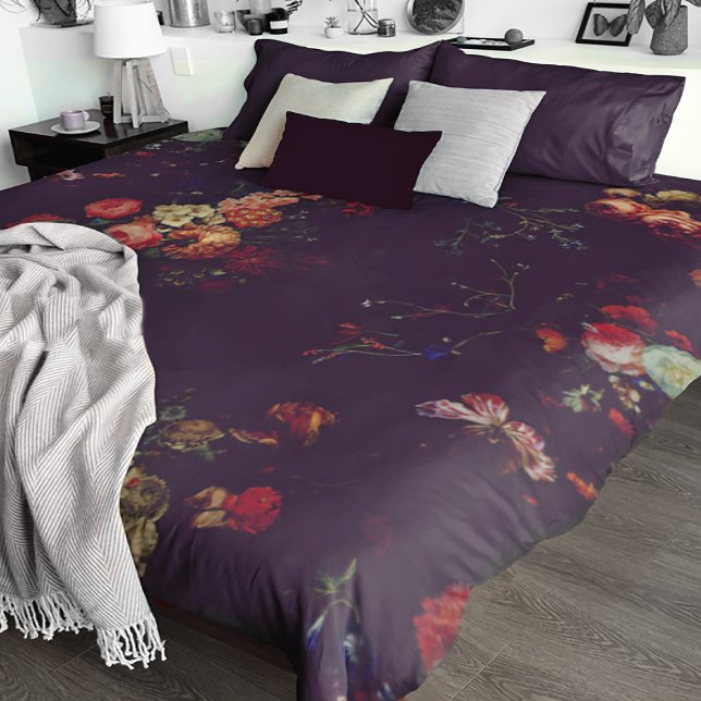 Elegant Vintage Dark Burgundy Floral  Duvet Cover (Creator Uploaded)