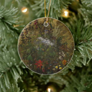 Elegant Vintage Dark Floral Ceramic Ornament