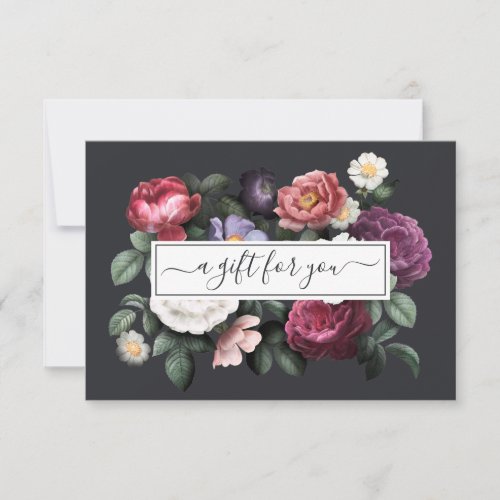 Elegant Vintage Dark Floral  Gift Certificate