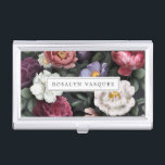 Elegant Vintage Dark Floral on Black Business Card Case<br><div class="desc">Nothing combines uniqueness and style for the professional like monogrammed business card holders. These gorgeous, personalized cases keep you organized so your cards are always on hand. Plus, you’ll leave a lasting impression on your customers. Add your custom wording to this design by using the "Edit this design template" boxes...</div>