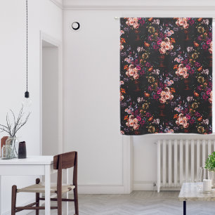 Elegant Vintage Dark Moody Burgundy Floral  Blackout Curtains