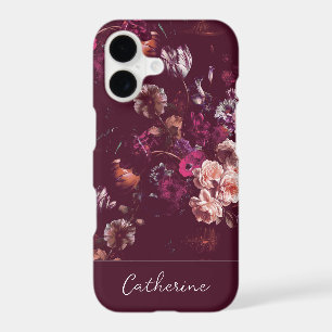 Elegant Vintage Dark Moody Burgundy Floral iPhone 17 Case