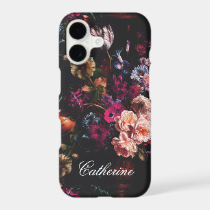 Elegant Vintage Dark Moody Burgundy Floral iPhone 17 Case