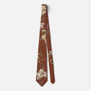Elegant Vintage Dark Moody Floral Neck Tie