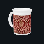 Elegant Vintage Dark Red Beige Damask Weave Beverage Pitcher<br><div class="desc">Elegant Vintage Dark Red Beige Damask Weave Beverage Pitcher  - This product boasts an elegant damask pattern with dark red variegated background and beige decorative art in 16th century style.</div>