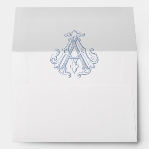 Elegant Vintage Decorative Monogram AA Wedding Envelope