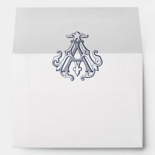 Elegant Vintage Decorative Monogram AA Wedding Envelope