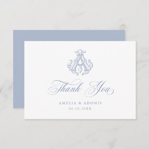 Elegant Vintage Decorative Monogram AA Wedding Thank You Card