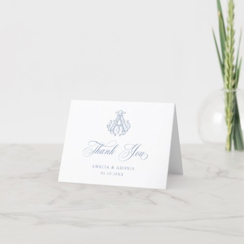 Elegant Vintage Decorative Monogram AA Wedding Thank You Card