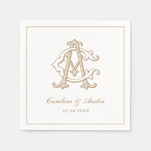 Elegant Vintage Decorative Monogram AC Wedding Napkins