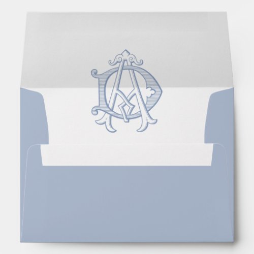 Elegant Vintage Decorative Monogram AD Wedding Envelope