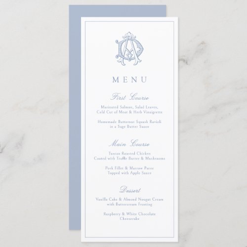 Elegant Vintage Decorative Monogram AD Wedding Menu