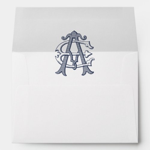 Elegant Vintage Decorative Monogram AE Wedding Envelope