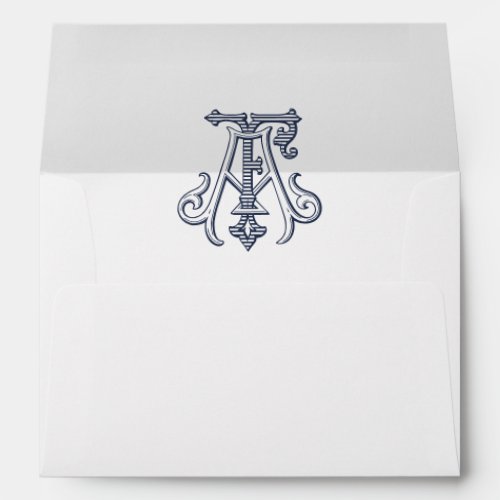 Elegant Vintage Decorative Monogram AF Wedding Envelope