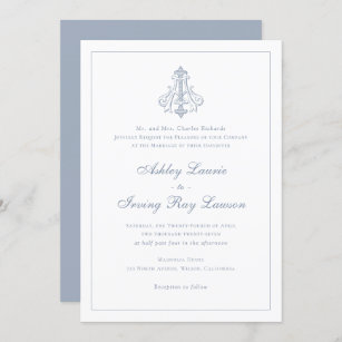 Elegant Vintage Decorative Monogram AI Wedding Invitation
