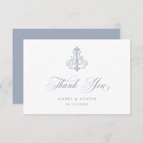 Elegant Vintage Decorative Monogram AI Wedding Thank You Card