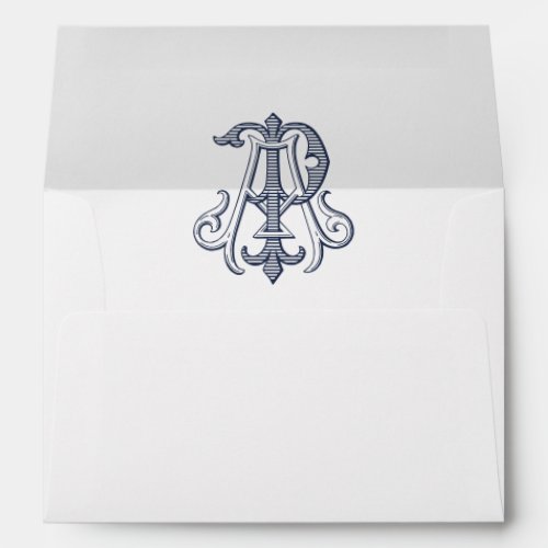 Elegant Vintage Decorative Monogram AP Wedding Envelope