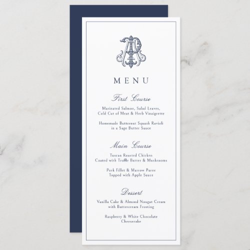 Elegant Vintage Decorative Monogram AP Wedding Menu