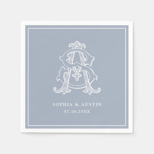 Elegant Vintage Decorative Monogram AS Wedding Napkins