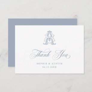 Elegant Vintage Decorative Monogram AS Wedding Thank You Card