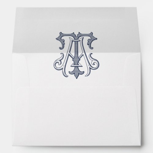 Elegant Vintage Decorative Monogram AT Wedding Envelope