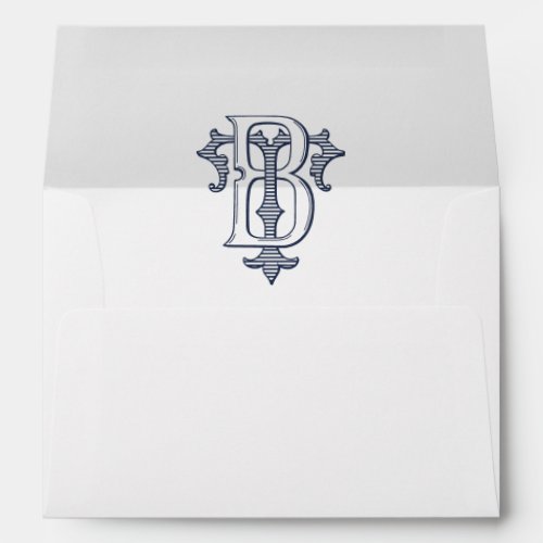 Elegant Vintage Decorative Monogram BT Wedding Envelope