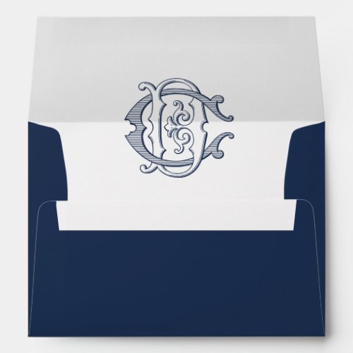 Elegant Vintage Decorative Monogram CD DC Wedding Envelope