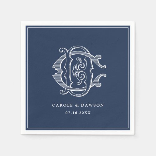 Elegant Vintage Decorative Monogram CD Wedding Napkins