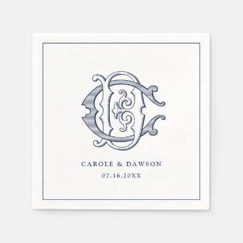 Elegant Vintage Decorative Monogram CD Wedding Napkins