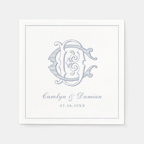 Elegant Vintage Decorative Monogram CD Wedding Napkins