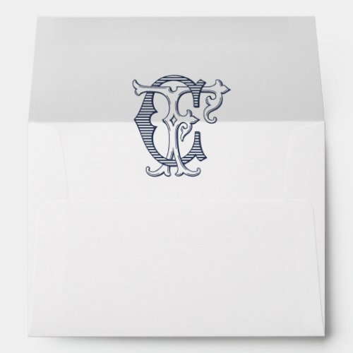 Elegant Vintage Decorative Monogram CF Wedding Envelope
