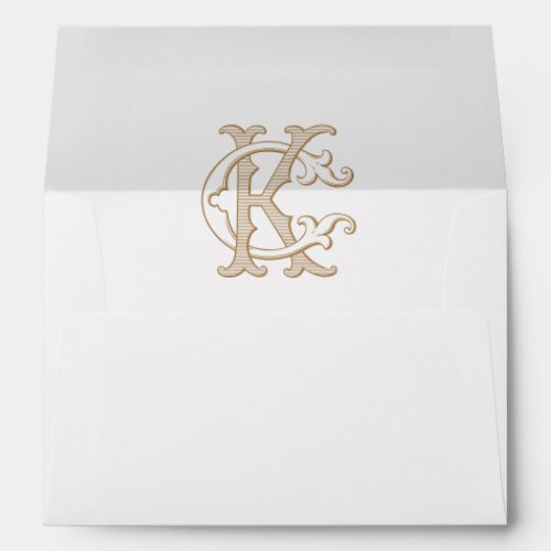 Elegant Vintage Decorative Monogram CK Wedding Envelope