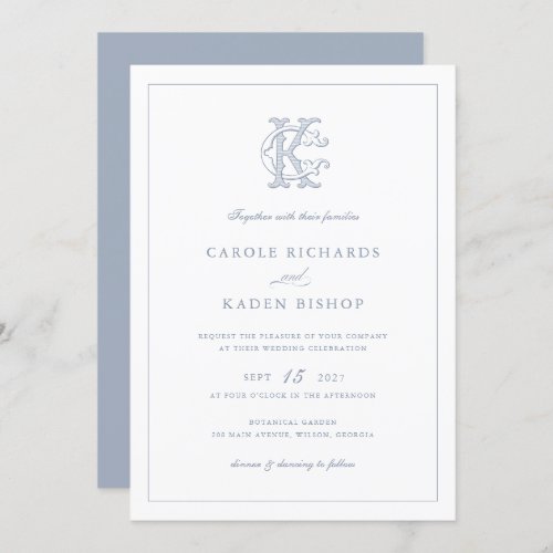 Elegant Vintage Decorative Monogram CK Wedding Invitation