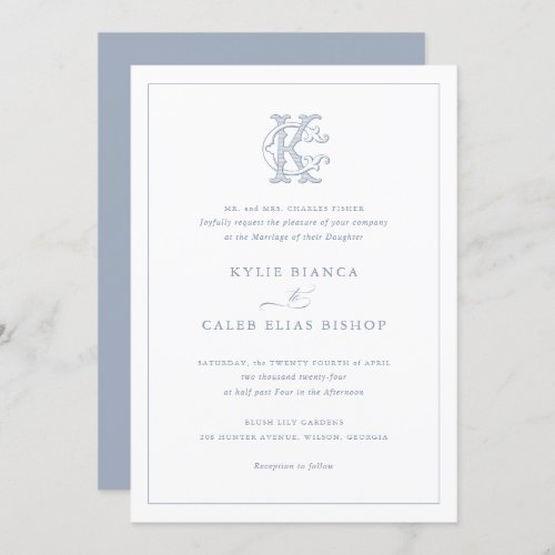 Elegant Vintage Decorative Monogram CK Wedding Invitation
