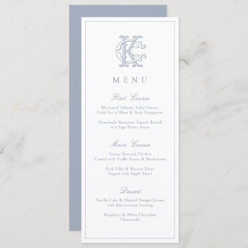 Elegant Vintage Decorative Monogram CK Wedding Menu