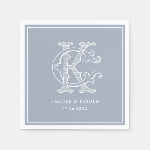 Elegant Vintage Decorative Monogram CK Wedding Napkins