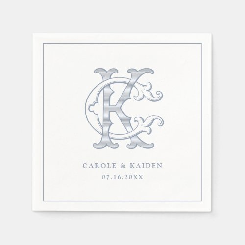 Elegant Vintage Decorative Monogram CK Wedding Napkins