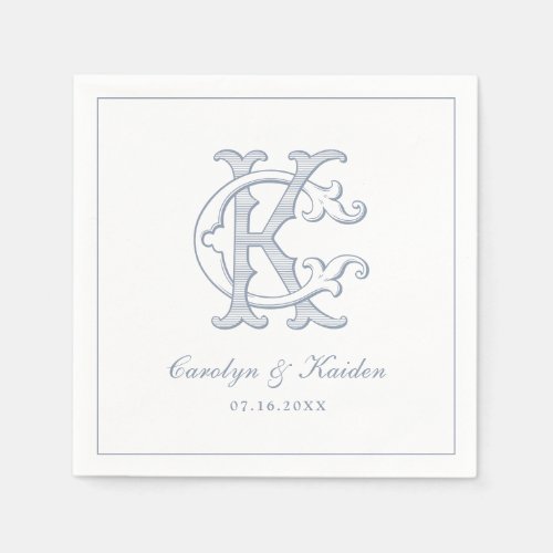 Elegant Vintage Decorative Monogram CK Wedding Napkins