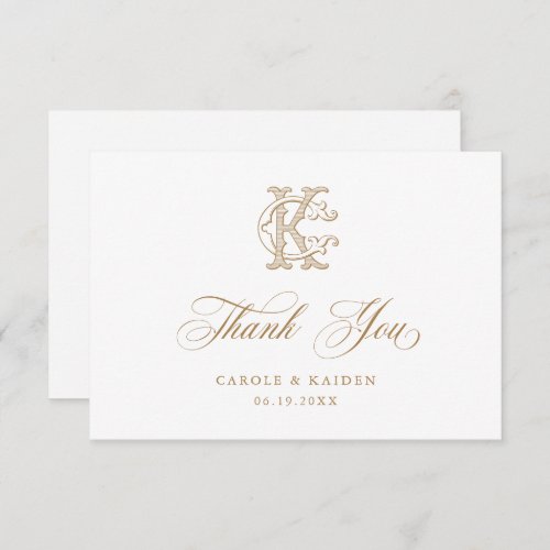 Elegant Vintage Decorative Monogram CK Wedding Thank You Card