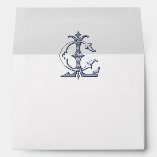 Elegant Vintage Decorative Monogram CL Wedding Envelope