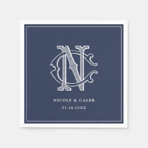 Elegant Vintage Decorative Monogram CN Wedding Napkins