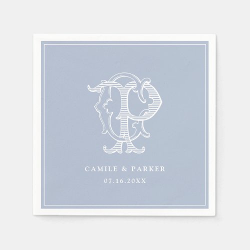 Elegant Vintage Decorative Monogram CP Wedding Napkins