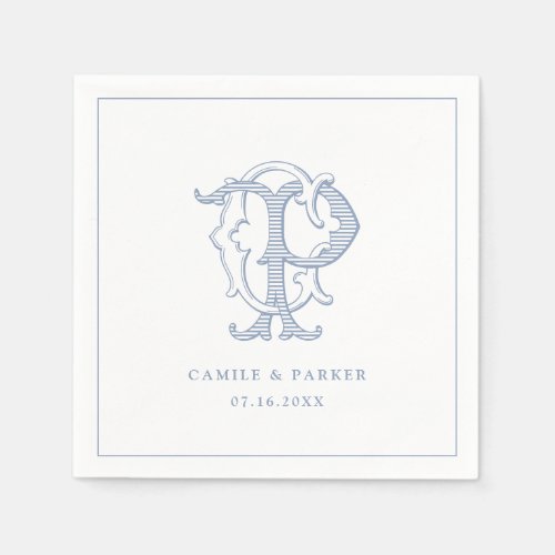 Elegant Vintage Decorative Monogram CP Wedding Napkins