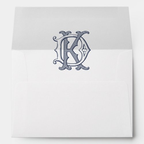 Elegant Vintage Decorative Monogram DK Wedding Envelope