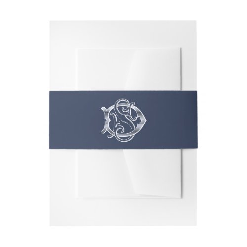 Elegant Vintage Decorative Monogram DS Invitation Belly Band