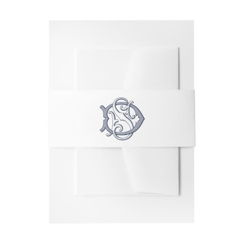 Elegant Vintage Decorative Monogram DS Invitation Belly Band