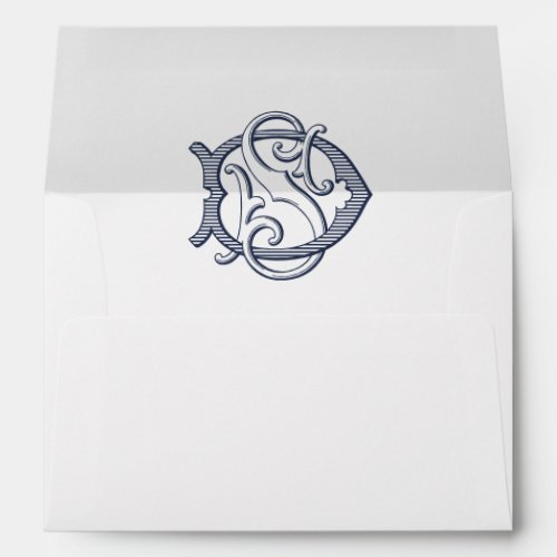 Elegant Vintage Decorative Monogram DS Wedding Envelope