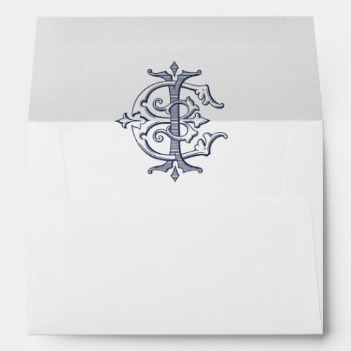 Elegant Vintage Decorative Monogram EI Wedding Envelope