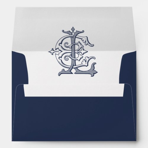 Elegant Vintage Decorative Monogram EL Wedding Envelope