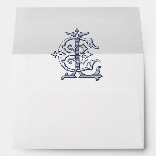 Elegant Vintage Decorative Monogram EL Wedding Envelope